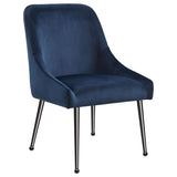 Mayette Blue Upholstered Dining Side Chair side angle