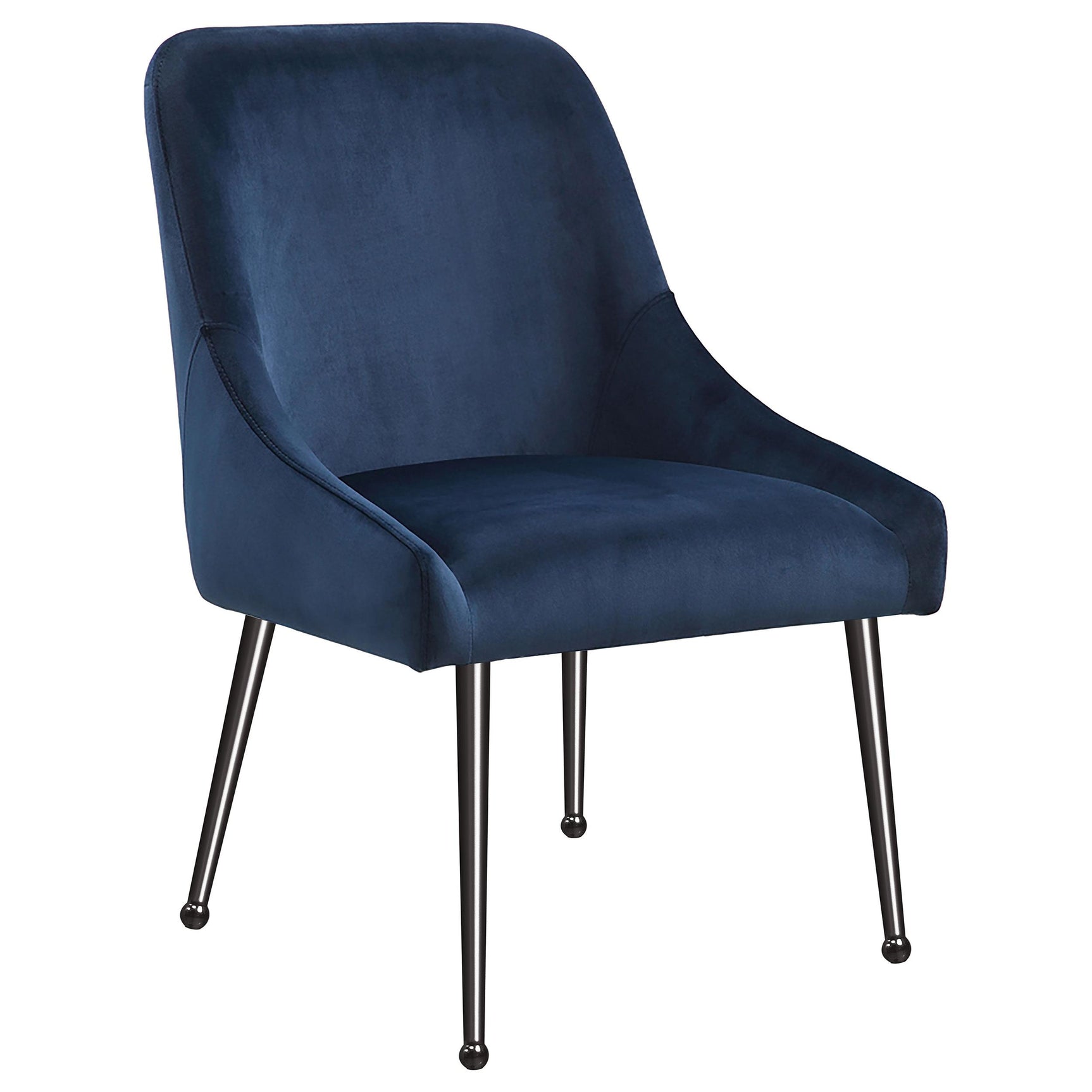 Mayette Blue Upholstered Dining Side Chair side angle