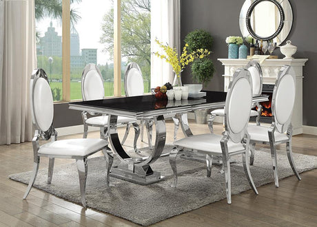 Tabletop surface detail with glass and chrome accents