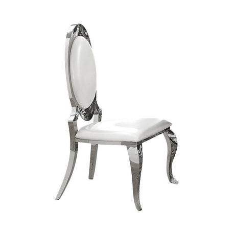 Antoine Oval Back Side Chairs Cream And Chrome set of 2 front angle