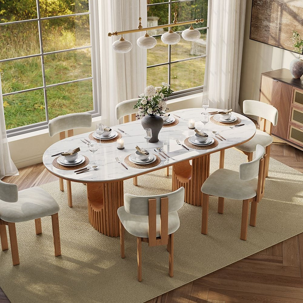 Full view of Silvo 79 inch dining table in living room