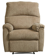 Nerviano Mocha Chenille Recliner side close-up