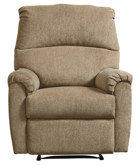 Nerviano Mocha Chenille Recliner side close-up
