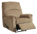 Nerviano Mocha Chenille Recliner in reclined position