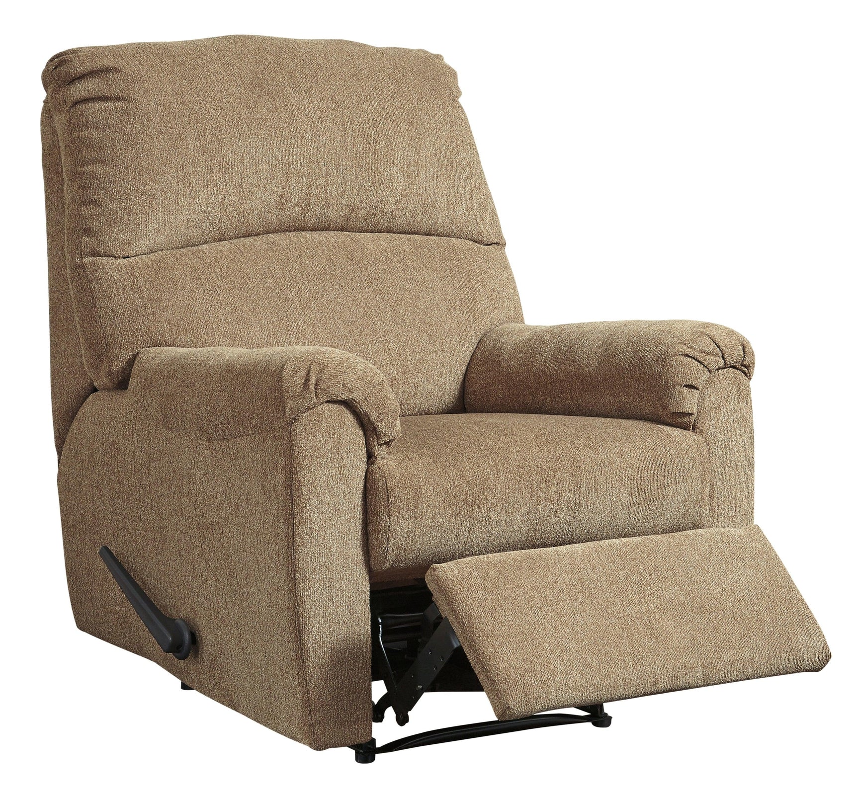 Nerviano Mocha Chenille Recliner in reclined position