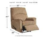Nerviano Mocha Chenille Recliner dimension illustration