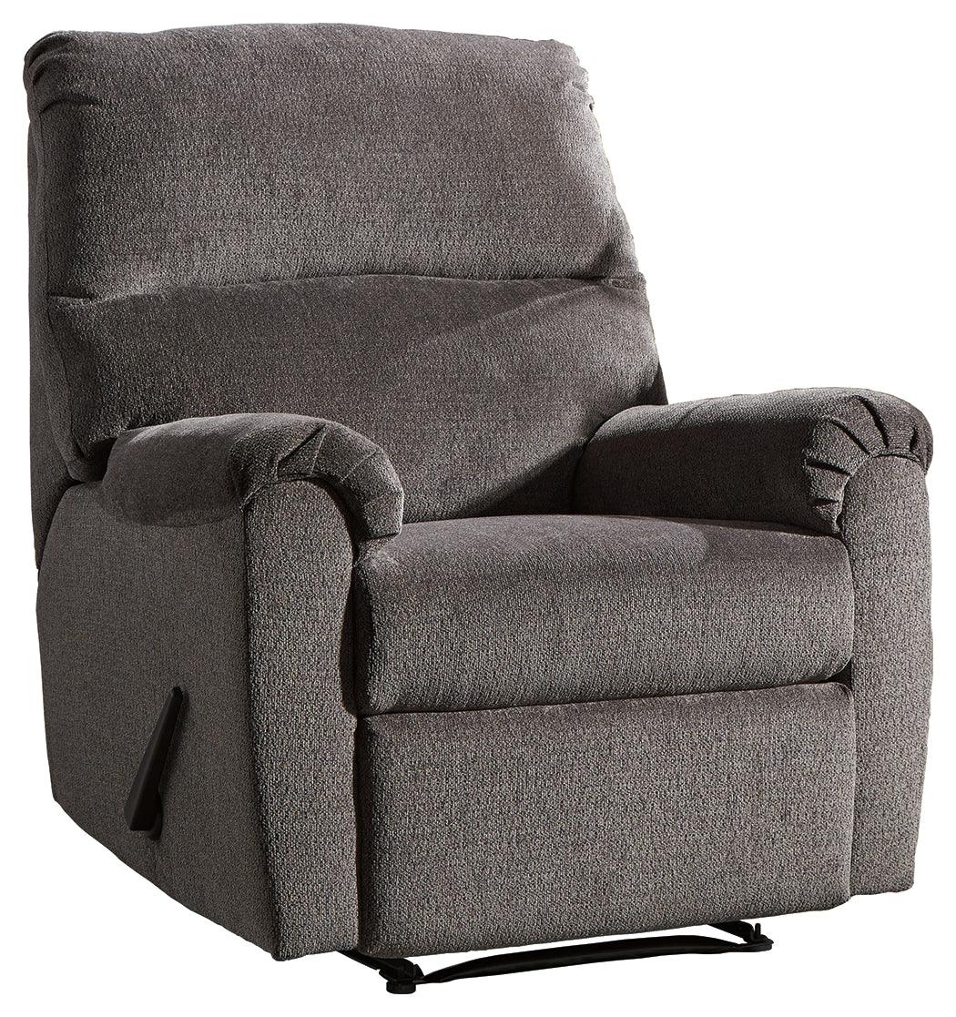 Side view of Nerviano Gray Chenille Manual Recliner