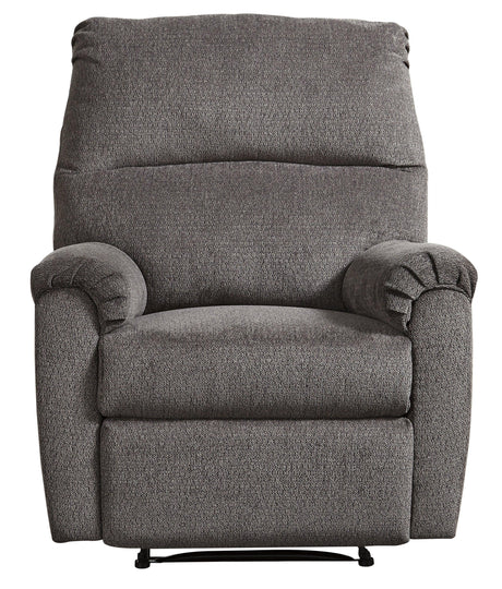 Side profile of Nerviano Gray Chenille Manual Recliner