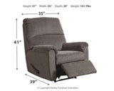 Dimensions diagram for Nerviano Gray Chenille Recliner