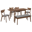detail view of table leaf mechanism on Alfredo Brown Butterfly Leaf Dining Room Set