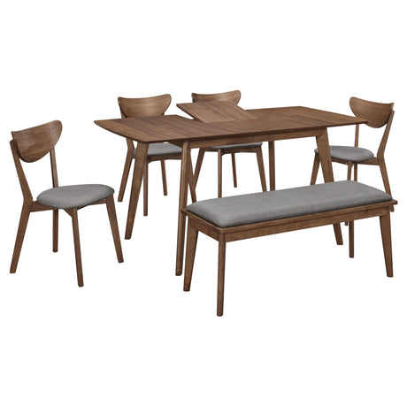 detail view of table leaf mechanism on Alfredo Brown Butterfly Leaf Dining Room Set