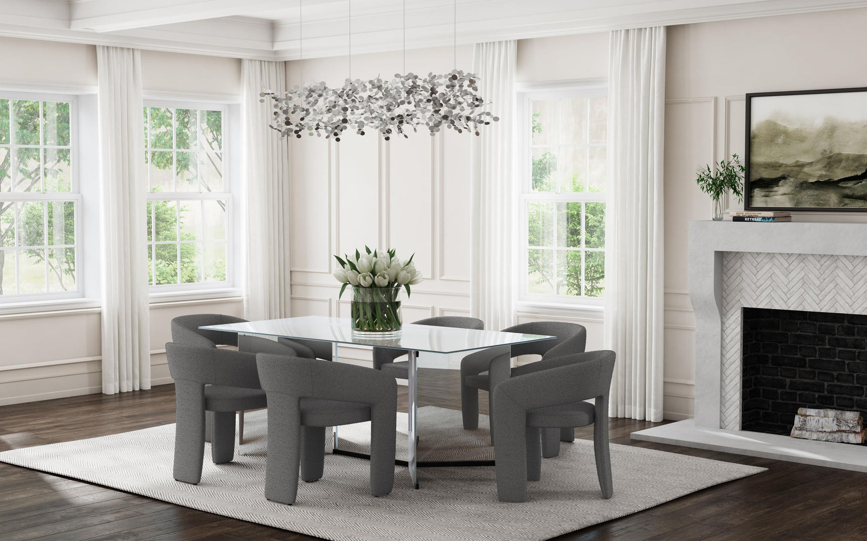 Emery dining table with chairs in modern setting