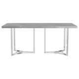 Side view of Sterling grey faux marble rectangular table