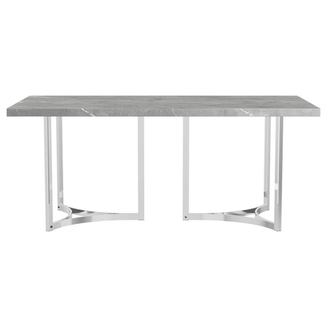 Side view of Sterling grey faux marble rectangular table