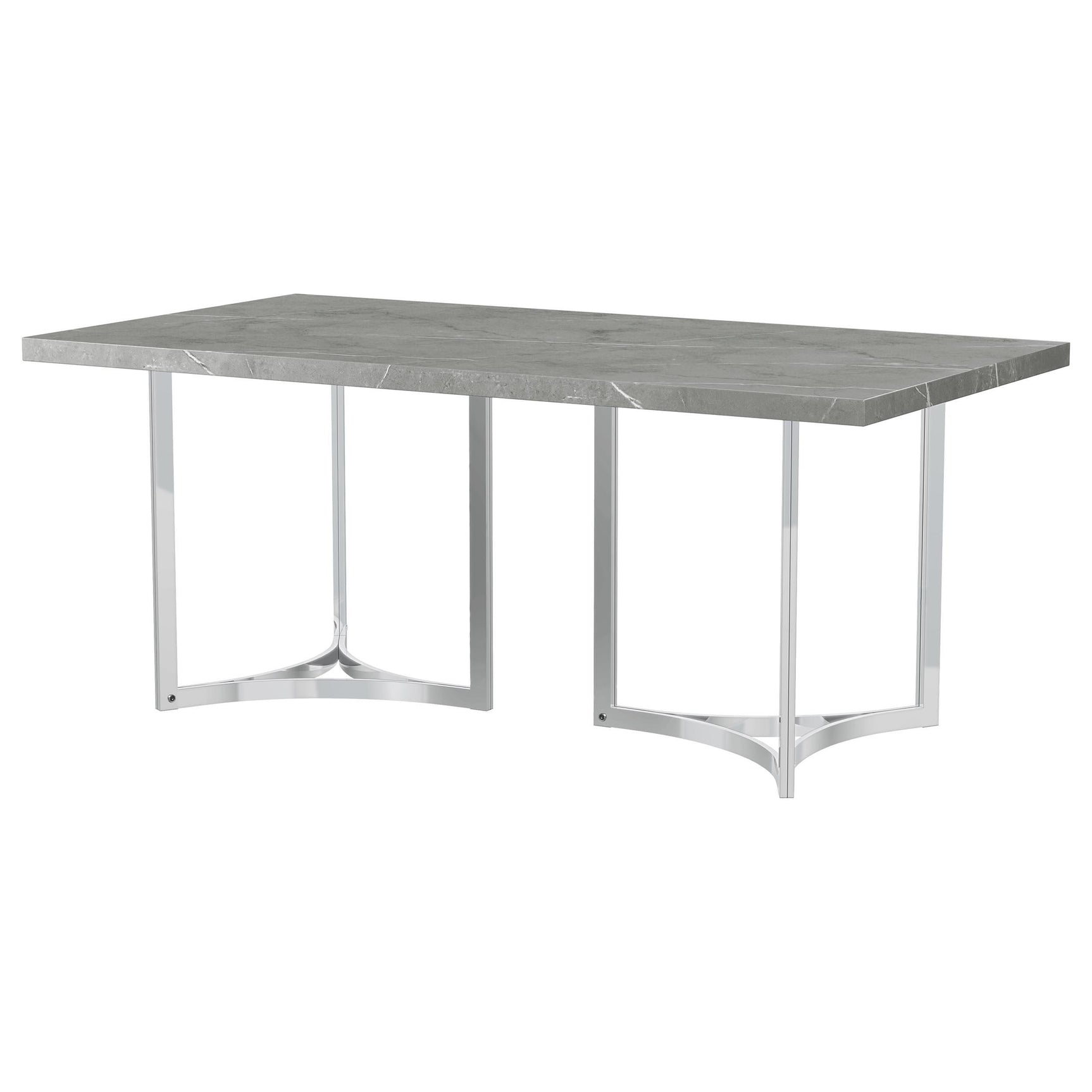 Close-up of faux marble laminate surface on Sterling dining table