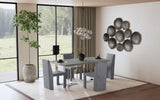 Profile view of Sterling table's chrome legs and rectangular top