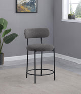 Side angle of Viola grey boucle upholstered counter chair