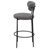 Viola grey boucle upholstered bar stool angled view