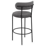 Viola grey boucle upholstered bar stool angled view