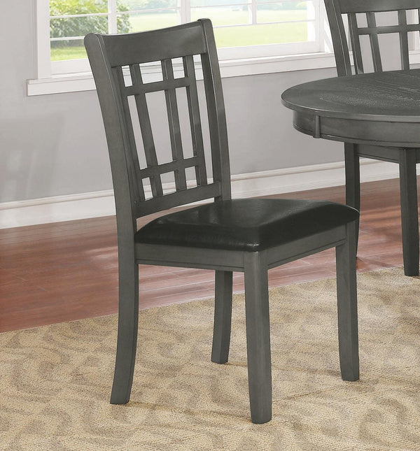Lavon Padded Dining Side Chairs Set of 2 in Espresso and Medium Grey, side view