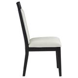 Back of chair highlighting fabric upholstery