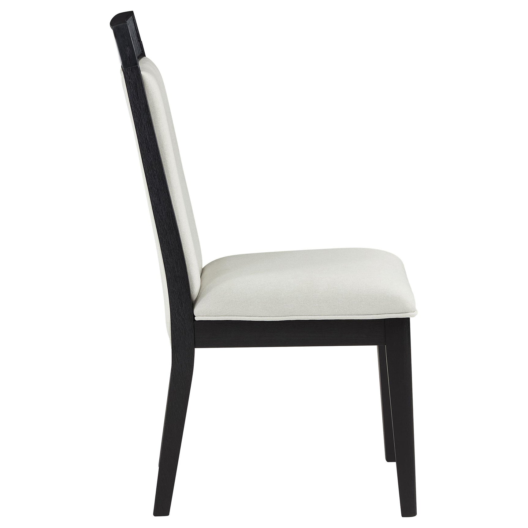 Back of chair highlighting fabric upholstery
