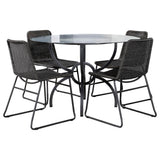Dining room scene with Aviano Gunmetal round glass top dining set