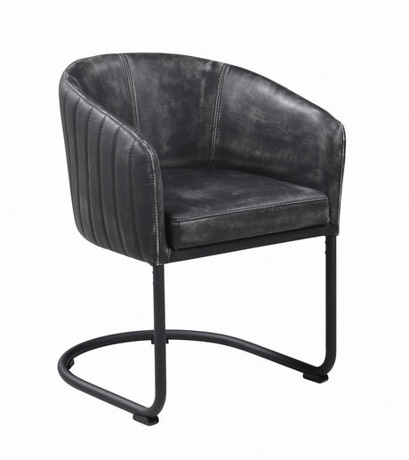 close-up detail of chair upholstery in anthracite leatherette