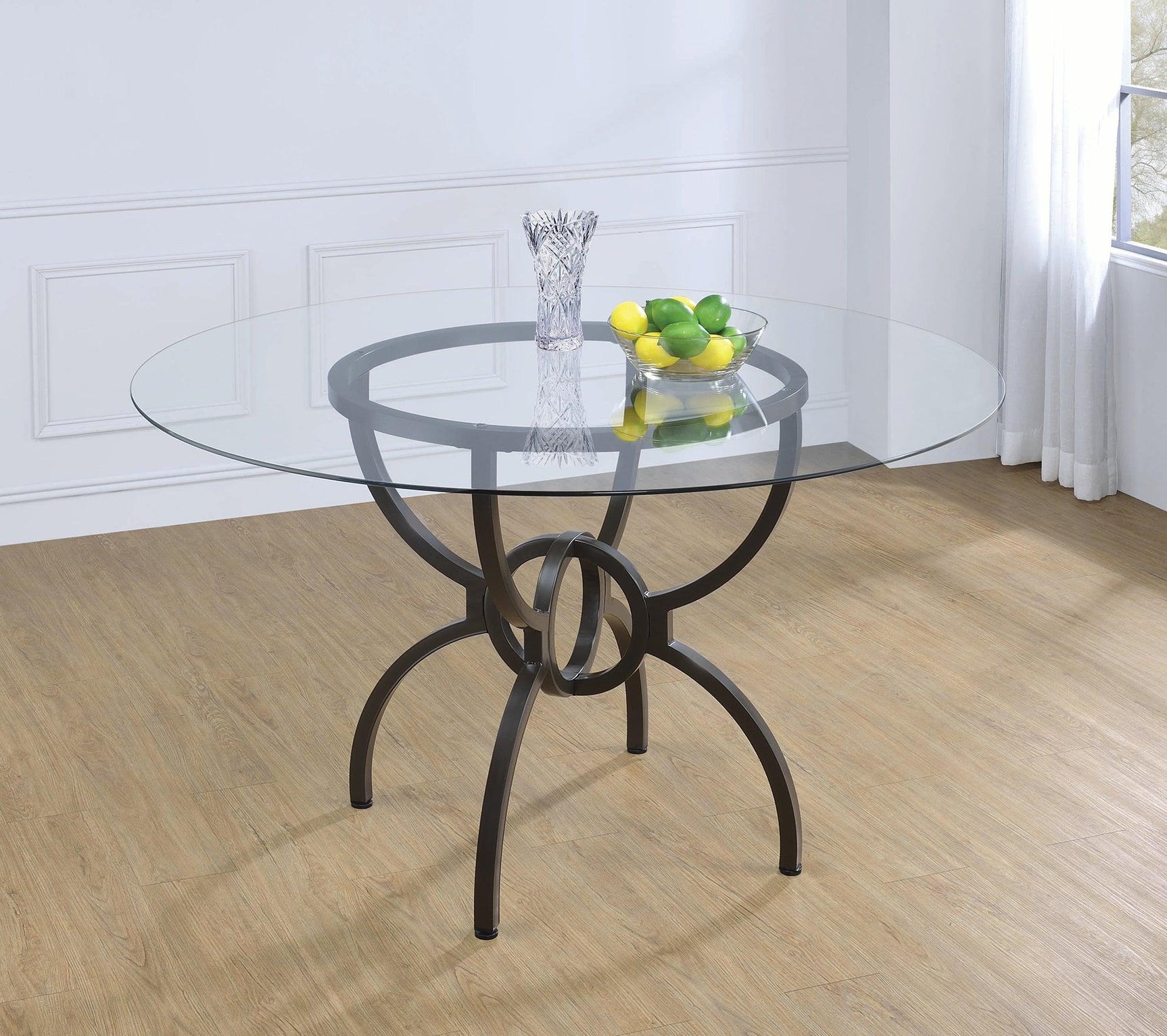 room view of Aviano Base Gunmetal Circular Dining Room Set dining room furniture