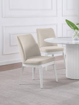 Side angle of Carissa beige dining chair
