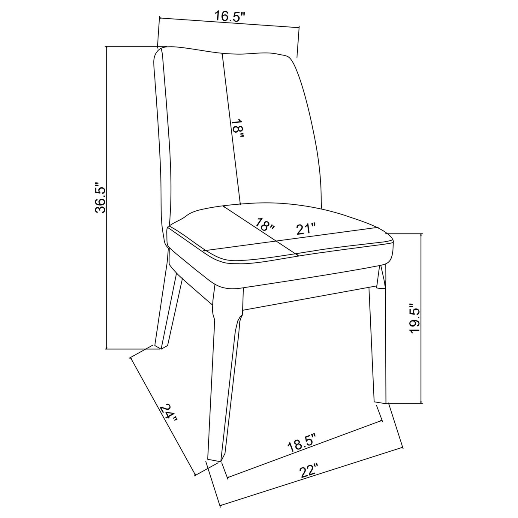 White apron under seat of Carissa dining chair