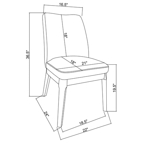 White apron under seat of Carissa dining chair