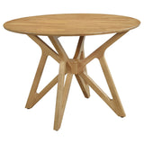 Detail view of table and chair wood grain finish