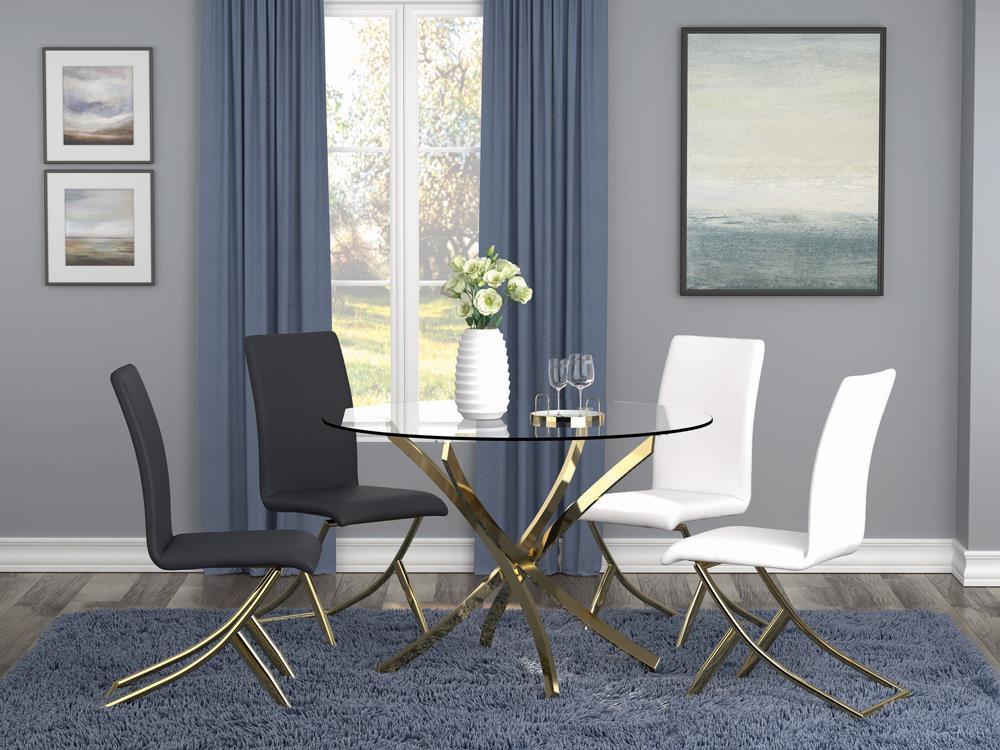 Top view of Beckham round dining table with clear glass top