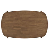 Overhead view showing oval table shape