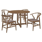 Dinah Walnut round solid wood dining room set room view