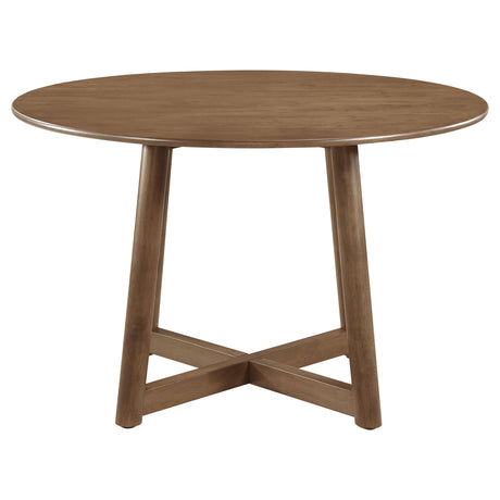 Dinah Walnut round solid wood dining room set main view