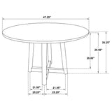 Dinah Walnut round solid wood dining room set detail view