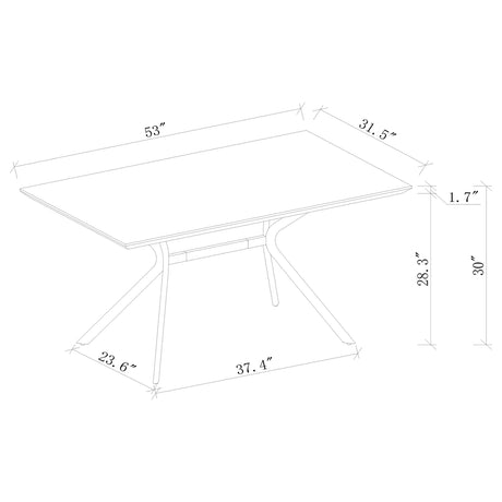 Edgecreek dining table fully assembled angled view