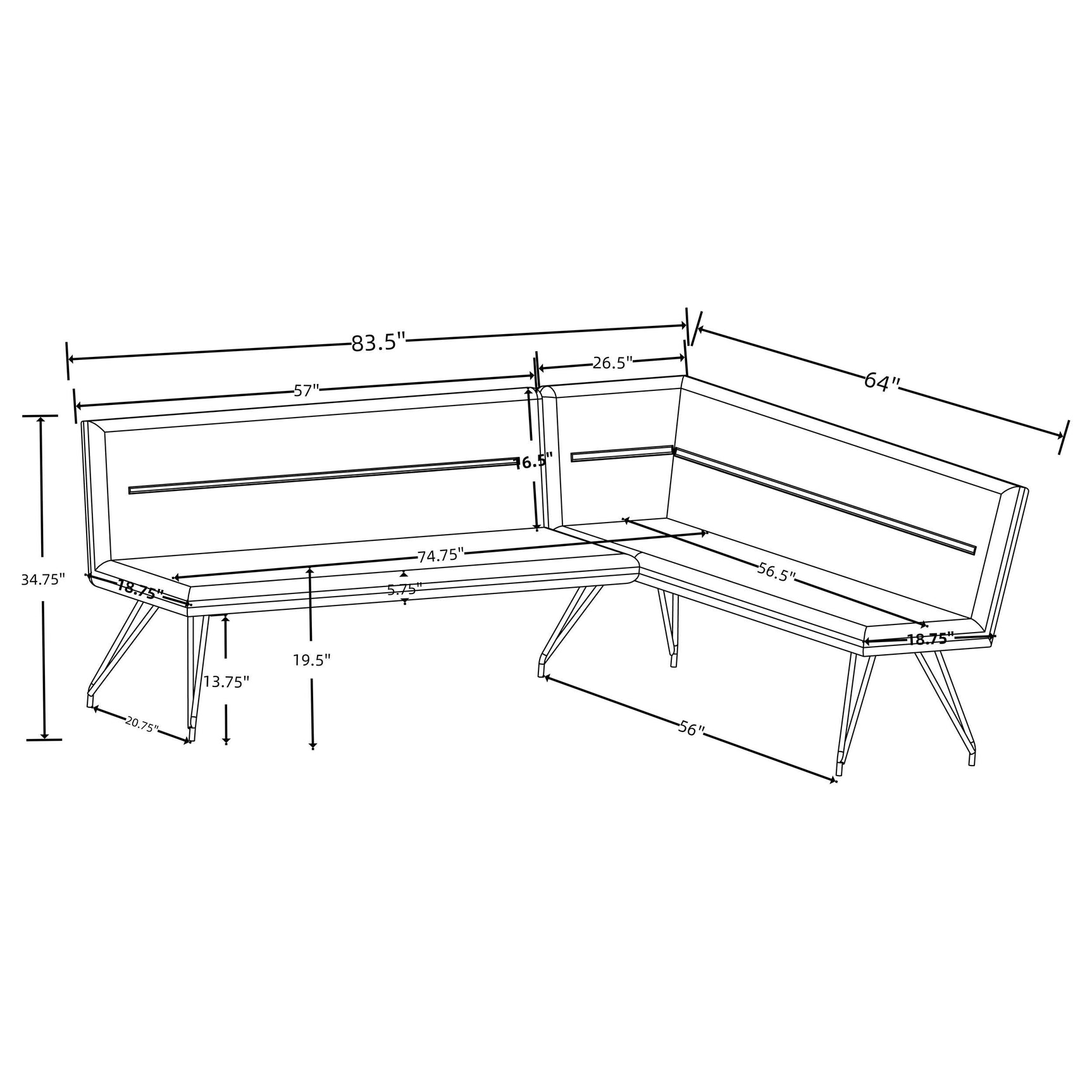 Dodson bench overview in dining setting
