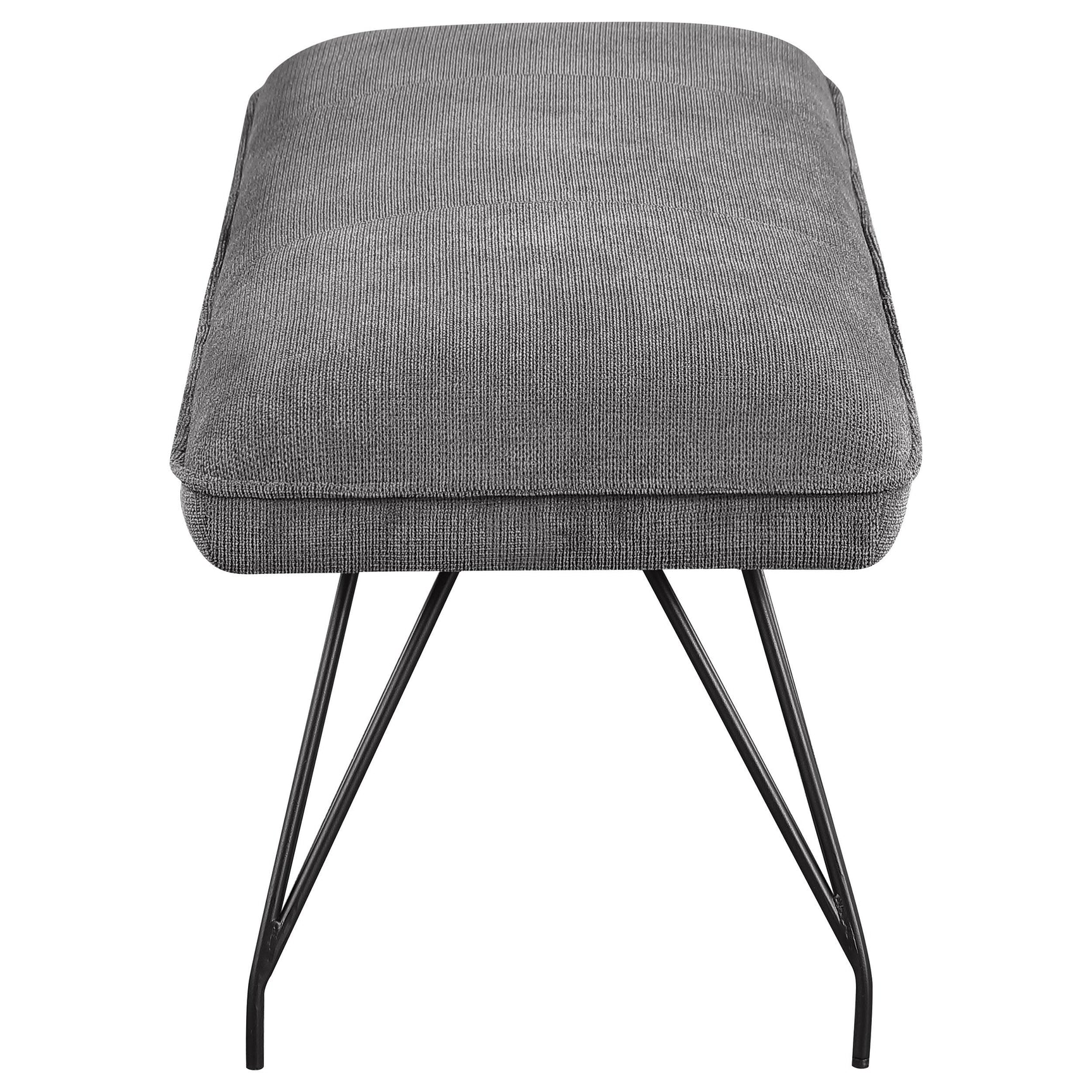 Bench seat corner showing fabric and cushion layers