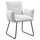 Ackland light grey upholstered dining side chair back view
