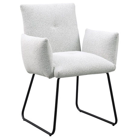 Ackland light grey upholstered dining side chair back view