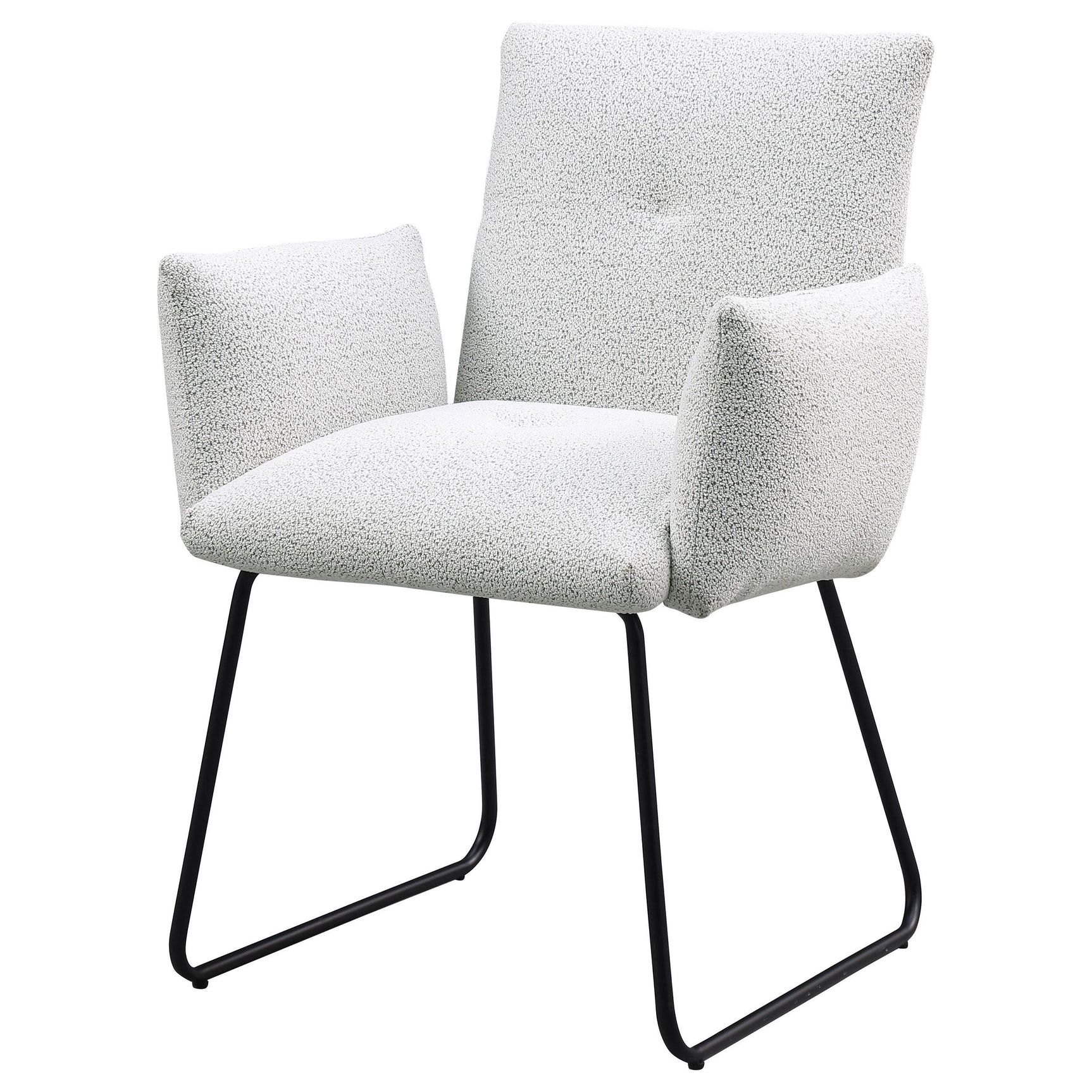 Ackland upholstered dining side chair plastic glide detail