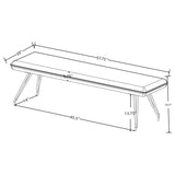 Detail of Dodson bench corner with black metal leg