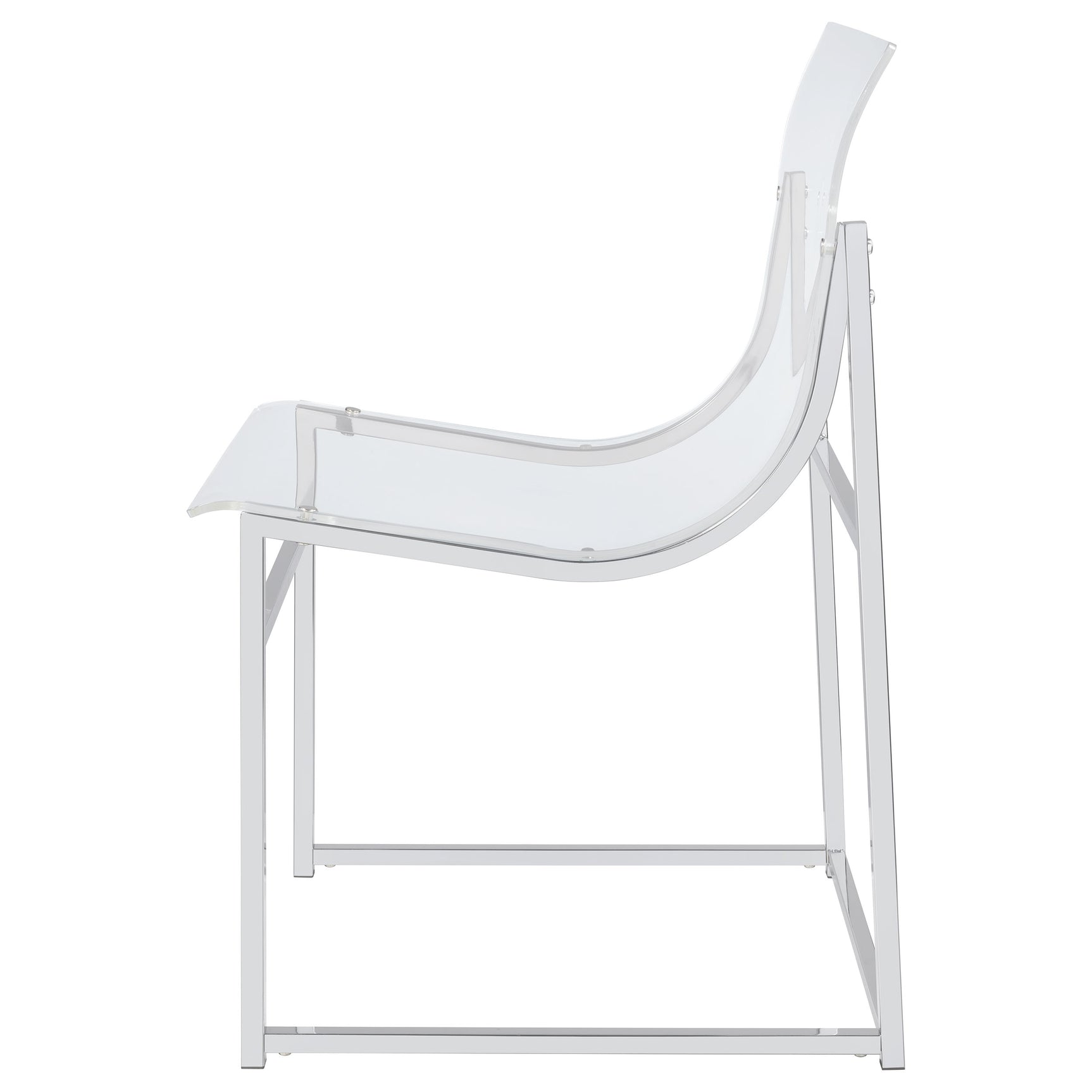 Close-up of acrylic chair legs and seat in Keeling Dining Set