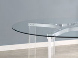 Keeling Chrome Round Glass Top Dining Set with 4 acrylic chairs