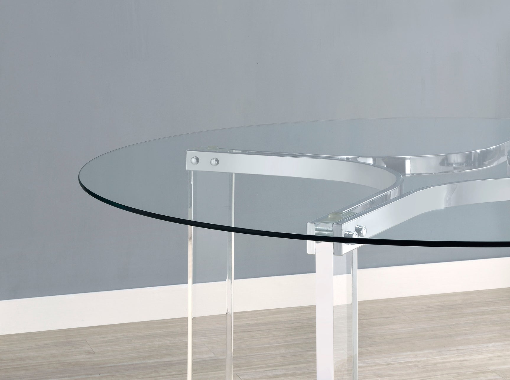 Keeling Chrome Round Glass Top Dining Set with 4 acrylic chairs