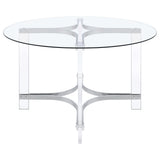 Round glass top surface of Adino dining table