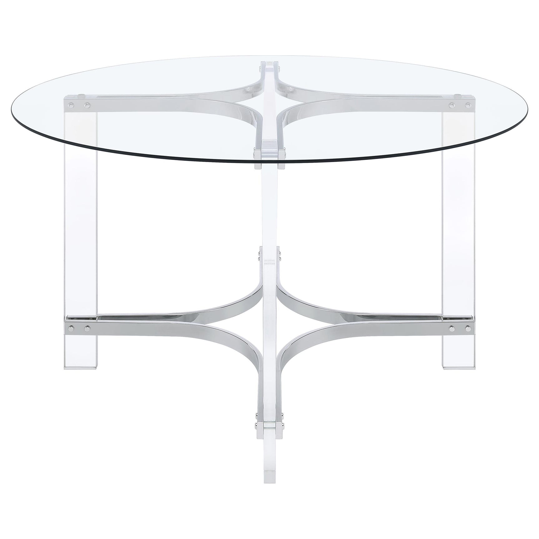 Round glass top surface of Adino dining table